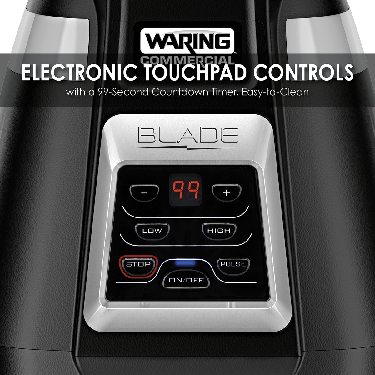 Waring Commercial Blade Series 1-HP Blender with Electronic Touchpad  Controls and 99-Second Countdown Timer