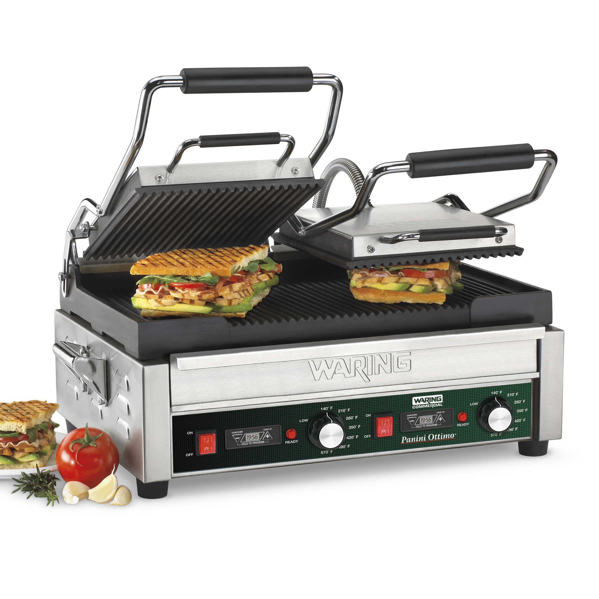 Double Italian-Style Panini Grill with Timer - 240V